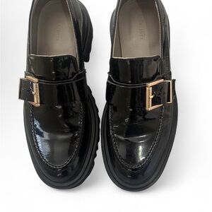 All Saints Black Patent Leather Loafers